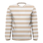 Horizontal Stripes - White and Pastel Brown Men s Long Sleeve T-shirt