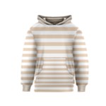 Horizontal Stripes - White and Pastel Brown Kid s Pullover Hoodie