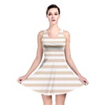 Horizontal Stripes - White and Pastel Brown Reversible Skater Dress