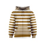 Horizontal Stripes - White and Golden Brown Kid s Zipper Hoodie