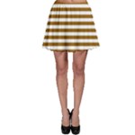 Horizontal Stripes - White and Golden Brown Skater Skirt