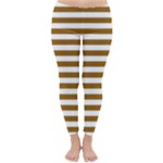 Horizontal Stripes - White and Golden Brown Winter Leggings