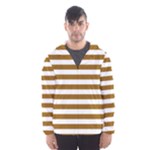 Horizontal Stripes - White and Golden Brown Hooded Wind Breaker (Men)