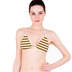 Horizontal Stripes - White and Golden Brown Bikini Top