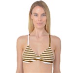 Horizontal Stripes - White and Golden Brown Reversible Tri Bikini Top