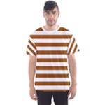 Horizontal Stripes - White and Brown Men s Sport Mesh Tee