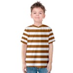 Horizontal Stripes - White and Brown Kid s Cotton Tee