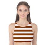 Horizontal Stripes - White and Brown Tank Bikini Top