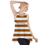 Horizontal Stripes - White and Brown Side Drop Tank Tunic