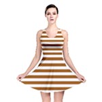 Horizontal Stripes - White and Brown Reversible Skater Dress