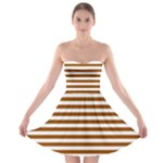 Horizontal Stripes - White and Brown Strapless Bra Top Dress