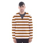 Horizontal Stripes - White and Brown Hooded Wind Breaker (Men)