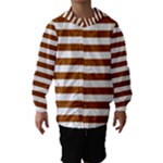 Horizontal Stripes - White and Brown Hooded Wind Breaker (Kids)