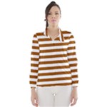 Horizontal Stripes - White and Brown Wind Breaker (Women)