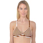 Horizontal Stripes - White and Brown Reversible Tri Bikini Top