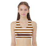 Horizontal Stripes - White and Brown Women s Sports Bra with Border