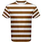 Horizontal Stripes - White and Chocolate Brown Men s Cotton Tee