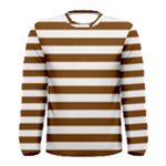 Horizontal Stripes - White and Chocolate Brown Men s Long Sleeve T-shirt