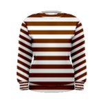 Horizontal Stripes - White and Chocolate Brown Women s Sweatshirt