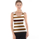 Horizontal Stripes - White and Chocolate Brown Tank Top