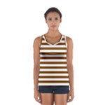 Horizontal Stripes - White and Chocolate Brown Women s Sport Tank Top