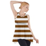 Horizontal Stripes - White and Chocolate Brown Side Drop Tank Tunic