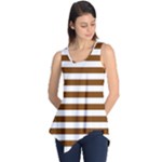 Horizontal Stripes - White and Chocolate Brown Sleeveless Tunic