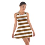 Horizontal Stripes - White and Chocolate Brown Cotton Racerback Dress