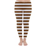 Horizontal Stripes - White and Chocolate Brown Winter Leggings