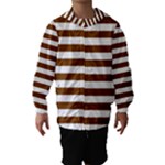 Horizontal Stripes - White and Chocolate Brown Hooded Wind Breaker (Kids)