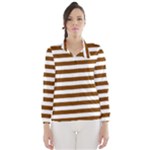 Horizontal Stripes - White and Chocolate Brown Wind Breaker (Women)