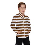 Horizontal Stripes - White and Chocolate Brown Wind Breaker (Kids)