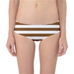 Horizontal Stripes - White and Chocolate Brown Classic Bikini Bottoms