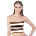 Horizontal Stripes - White and Auburn Brown Tube Top