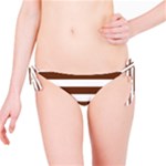 Horizontal Stripes - White and Auburn Brown Bikini Bottom