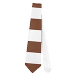 Horizontal Stripes - White and Auburn Brown Necktie (One Side)