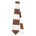 Horizontal Stripes - White and Auburn Brown Necktie (Two Side)