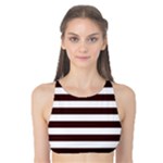 Horizontal Stripes - White and Dark Sienna Brown Tank Bikini Top