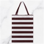 Horizontal Stripes - White and Dark Sienna Brown Classic Tote Bag