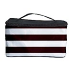 Horizontal Stripes - White and Dark Sienna Brown Cosmetic Storage Case