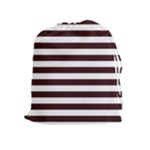 Horizontal Stripes - White and Dark Sienna Brown Drawstring Pouch (XL)