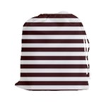 Horizontal Stripes - White and Dark Sienna Brown Drawstring Pouch (XXl)