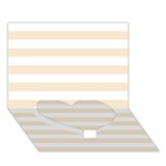 Horizontal Stripes - White and Champagne Orange Heart Bottom 3D Greeting Card (7x5)