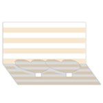 Horizontal Stripes - White and Champagne Orange Twin Heart Bottom 3D Greeting Card (8x4)