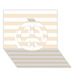 Horizontal Stripes - White and Champagne Orange Peace Sign 3D Greeting Card (7x5)