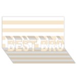 Horizontal Stripes - White and Champagne Orange BEST BRO 3D Greeting Card (8x4)