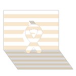 Horizontal Stripes - White and Champagne Orange Ribbon 3D Greeting Card (7x5)