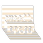 Horizontal Stripes - White and Champagne Orange Miss You 3D Greeting Card (7x5)