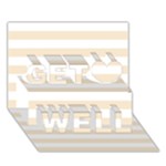 Horizontal Stripes - White and Champagne Orange Get Well 3D Greeting Card (7x5)