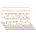 Horizontal Stripes - White and Champagne Orange Merry Xmas 3D Greeting Card (8x4)